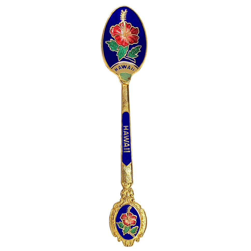 flat handle enamel souvenir spoon